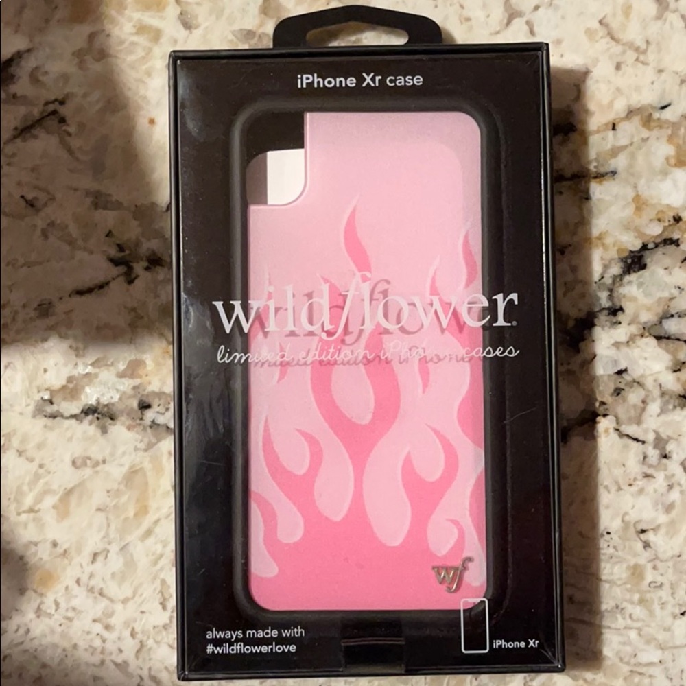 IPhone XR wildflower pink flames case.
